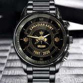 Personalisierte Uhr für Veteranen der kanadischen Armee mit individuellem Rang und Namen